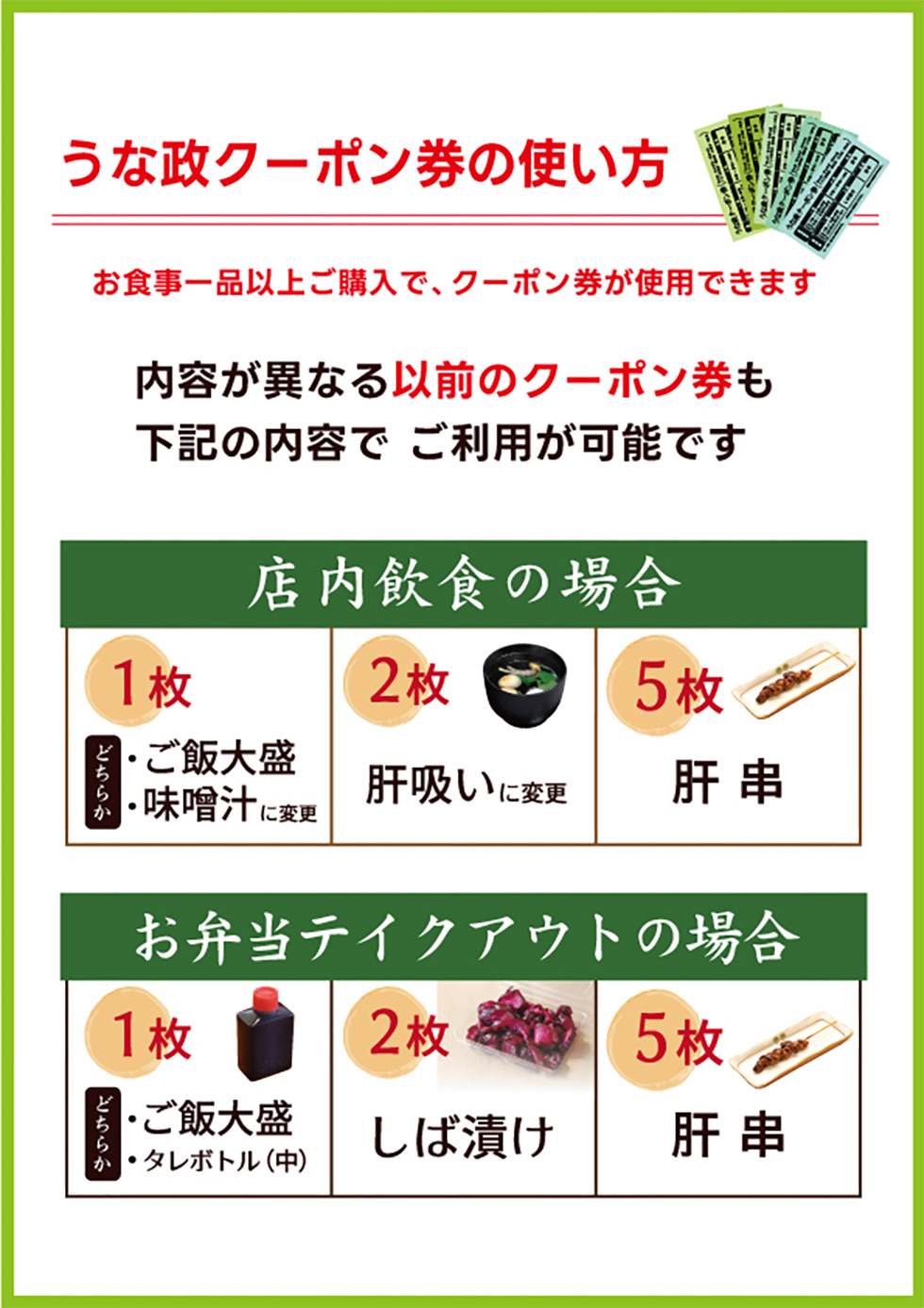 うな政クーポン券の使い方